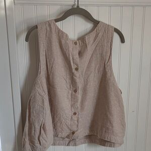 Old Navy Sleeveless Button-Back Linen Tank Top 3X